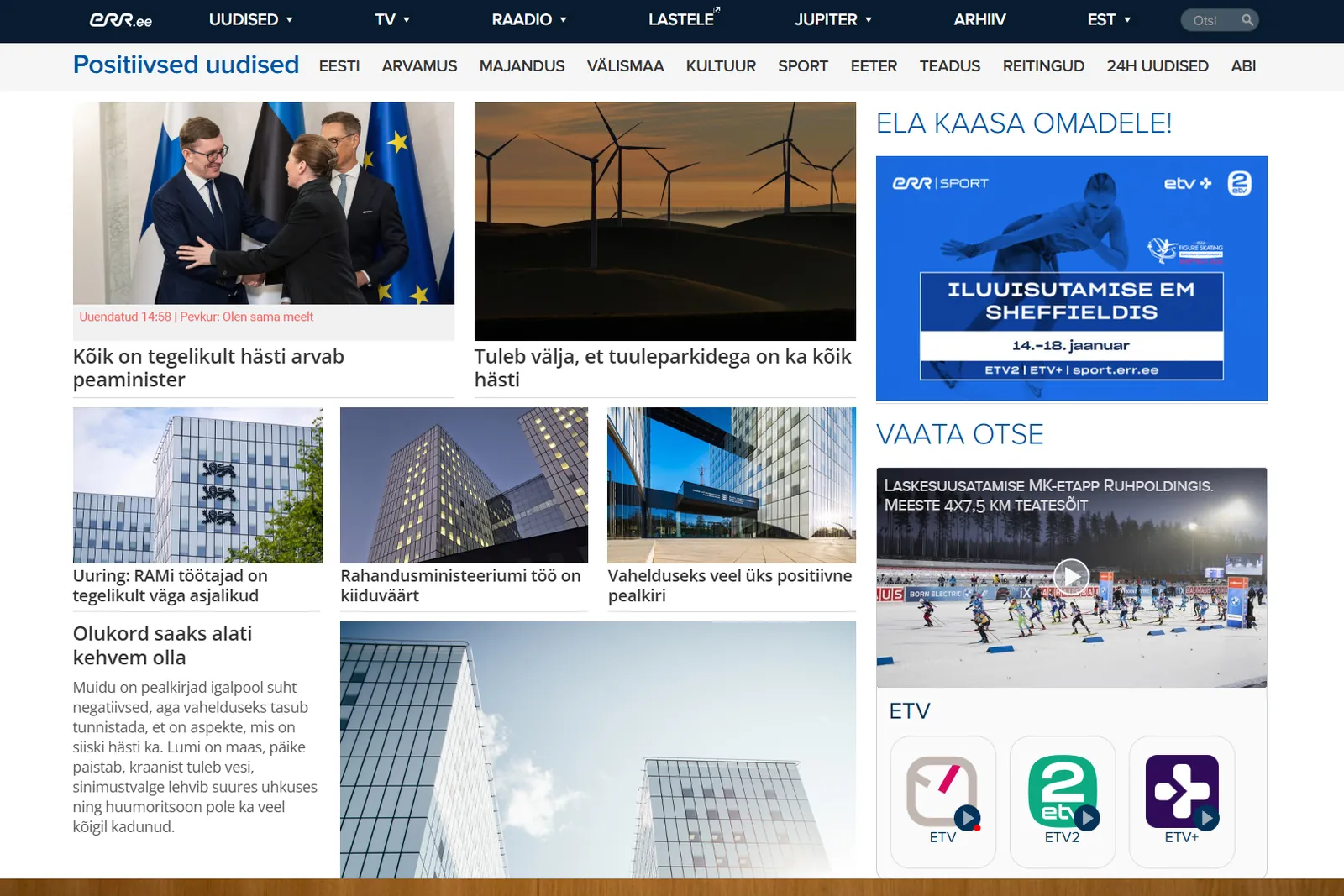 Newsletter cover: a news-site front page rewritten with only positive headlines