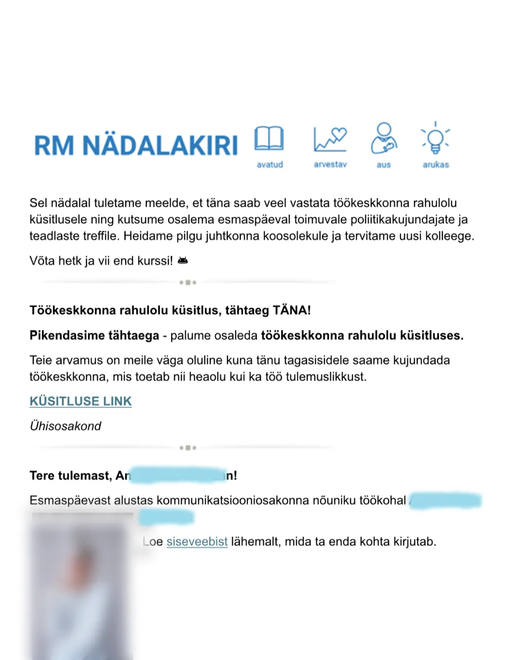 The old weekly internal newsletter, built in Word and unchanged for years
