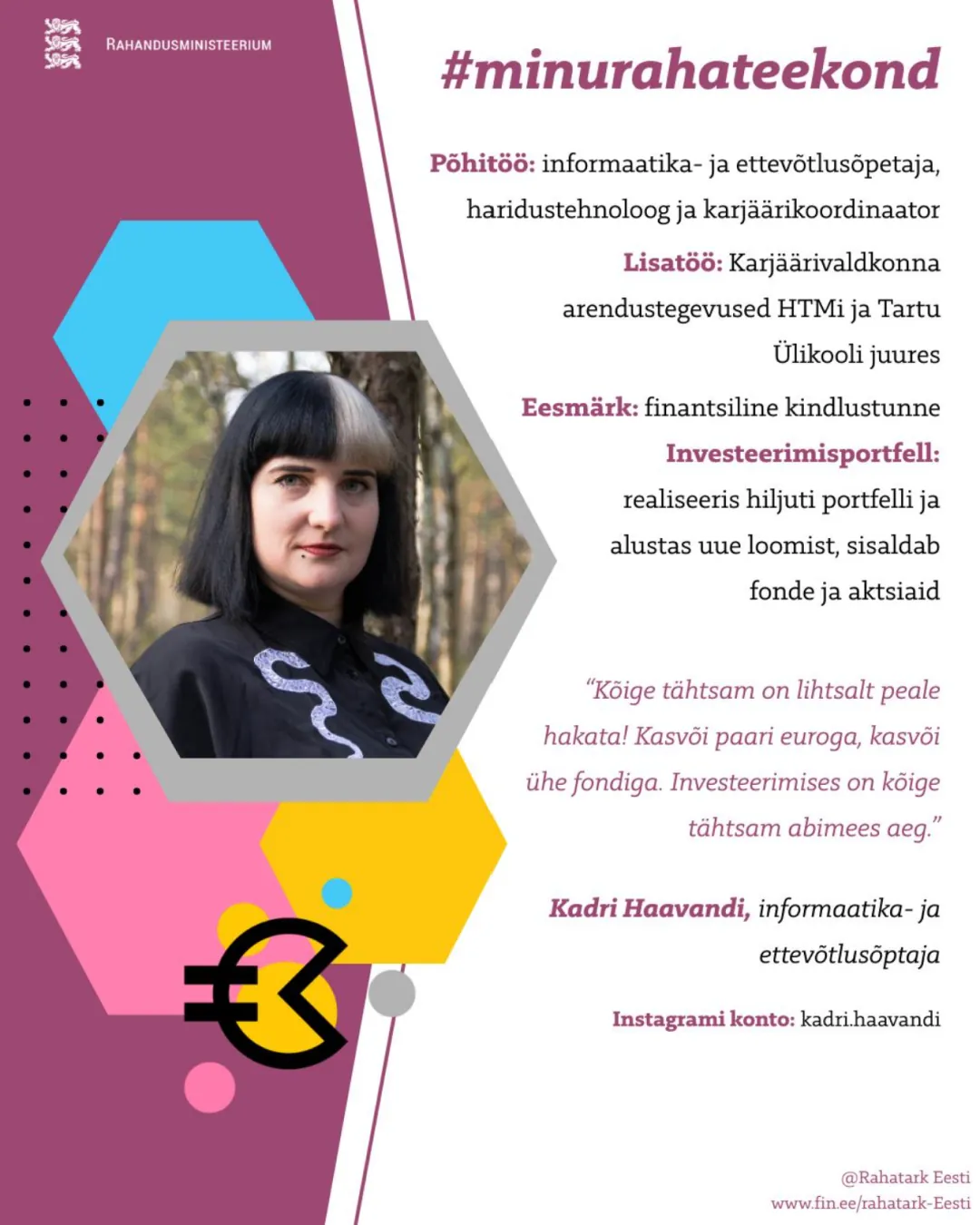 Earlier social media post: a busy template graphic with a staff profile