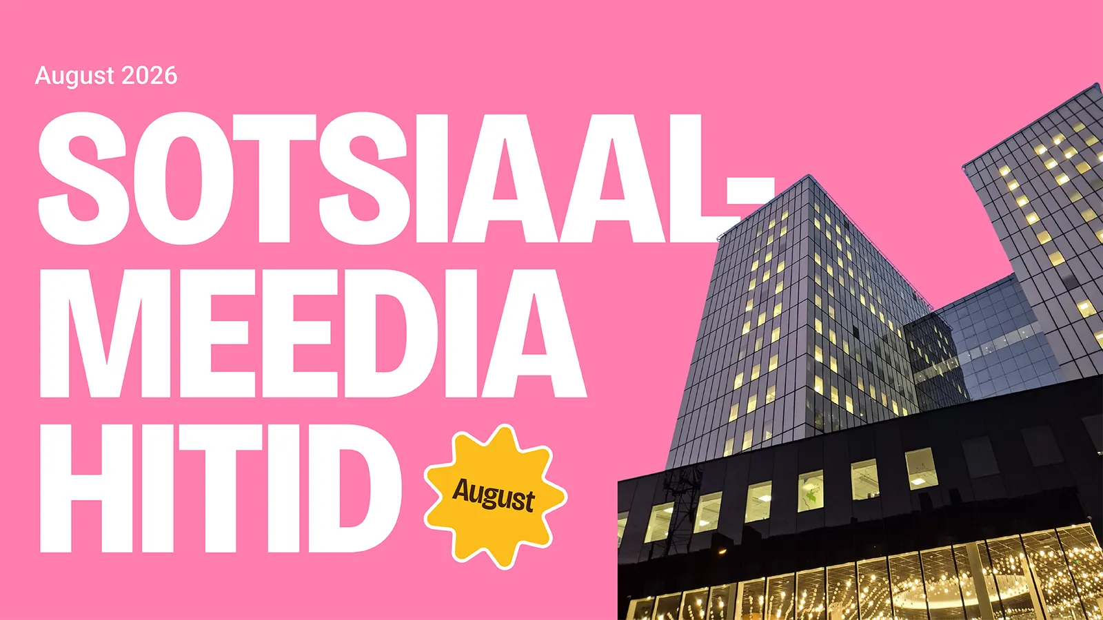 Bright pink cover of the monthly Social Media Hits report